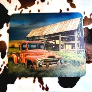 Old Red Truck Computer Non Slip Custom Mouse Pad